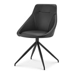 Lisbon Faux Leather Swivel Dining Chair - Black - Bargainia.com - 