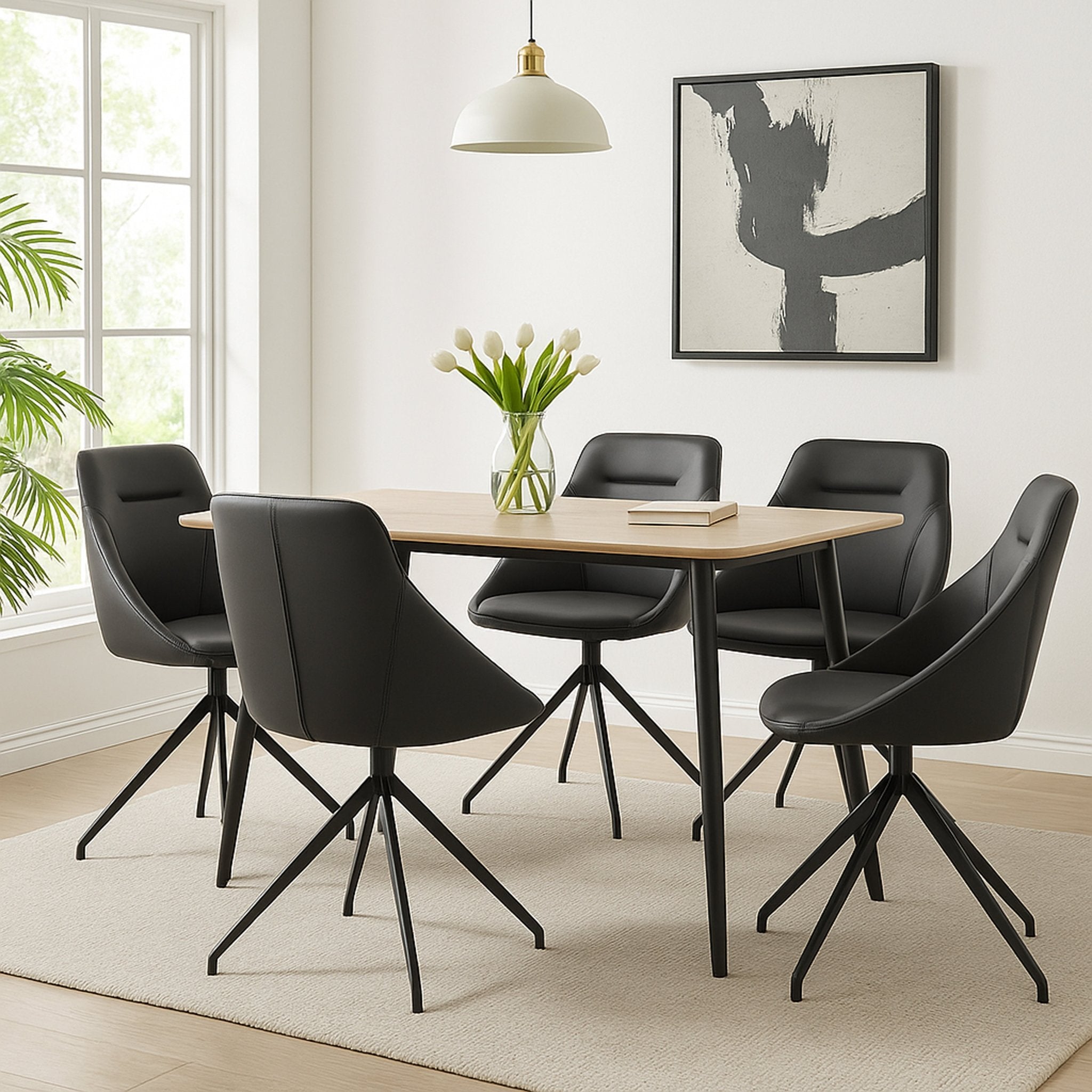 Lisbon Faux Leather Swivel Dining Chair - Black Dining Chair Clearance