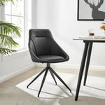 Lisbon Faux Leather Swivel Dining Chair - Black - Bargainia.com - 