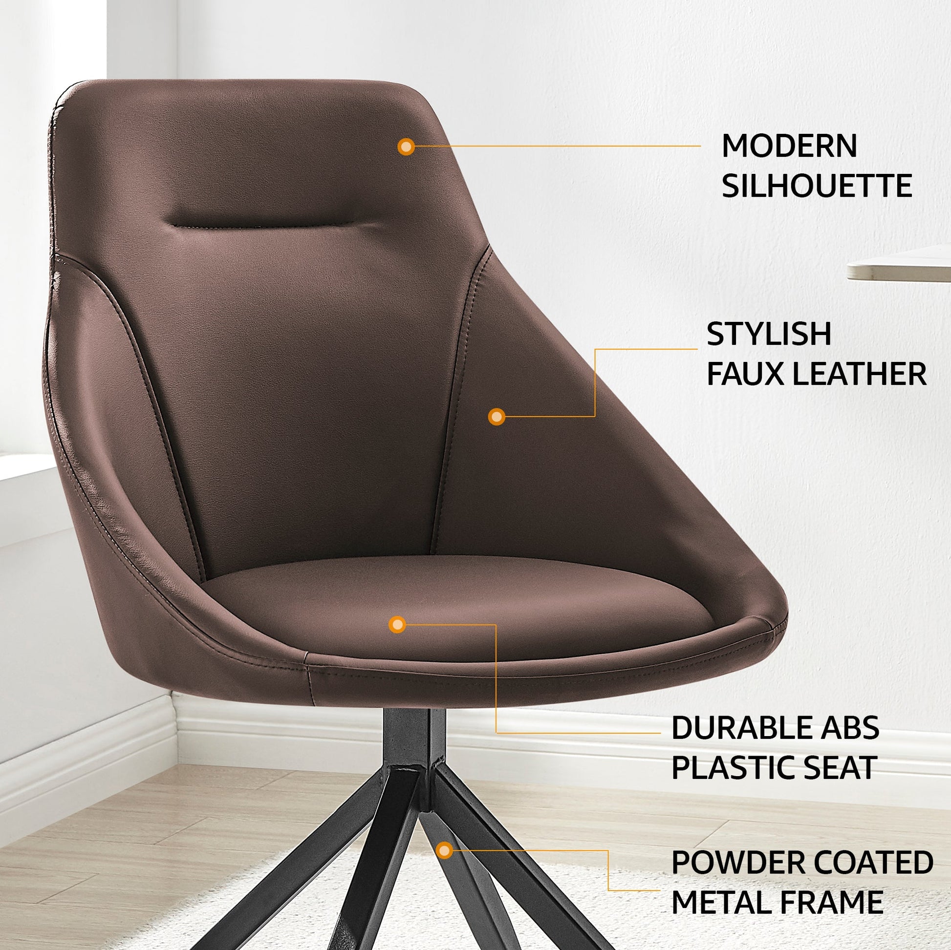 Lisbon Faux Leather Swivel Dining Chair - Brown Dining Chair Clearance