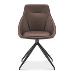 Lisbon Faux Leather Swivel Dining Chair - Brown - Bargainia.com - 