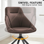 Lisbon Faux Leather Swivel Dining Chair - Brown - Bargainia.com - 