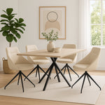 Lisbon Faux Leather Swivel Dining Chair - Cream - Bargainia.com - 