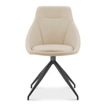 Lisbon Faux Leather Swivel Dining Chair - Cream - Bargainia.com - 