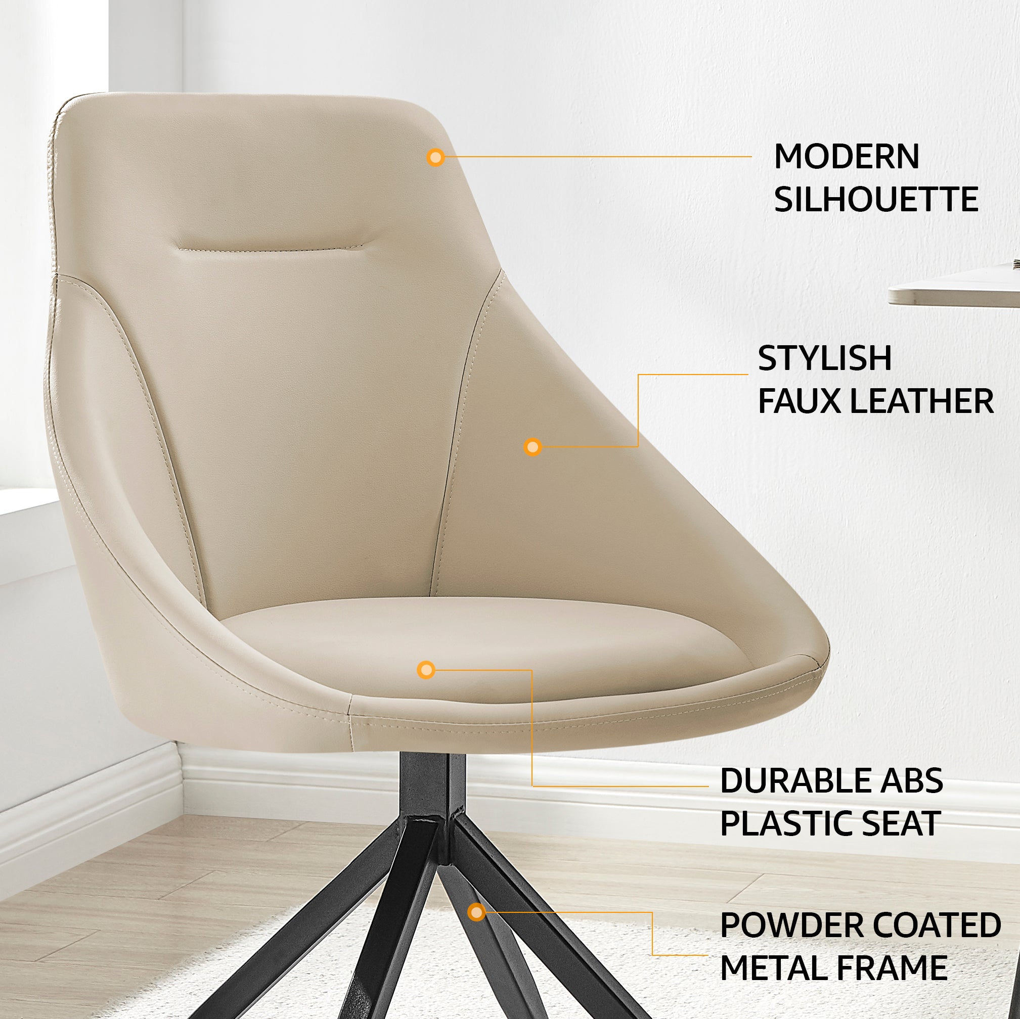 Lisbon Faux Leather Swivel Dining Chair - Cream Dining Chair Clearance