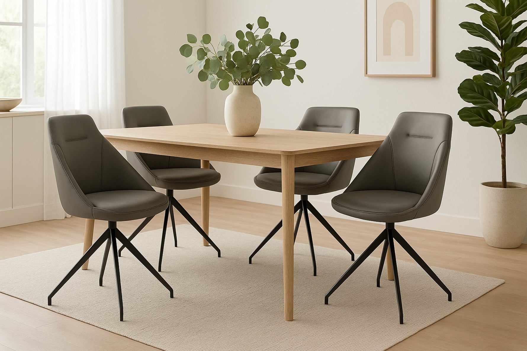 Lisbon Faux Leather Swivel Dining Chair - Grey - Bargainia.com - 