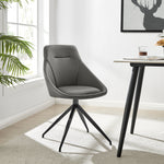 Lisbon Faux Leather Swivel Dining Chair - Grey - Bargainia.com - 