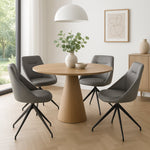 Lisbon Faux Leather Swivel Dining Chair - Grey - Bargainia.com - 