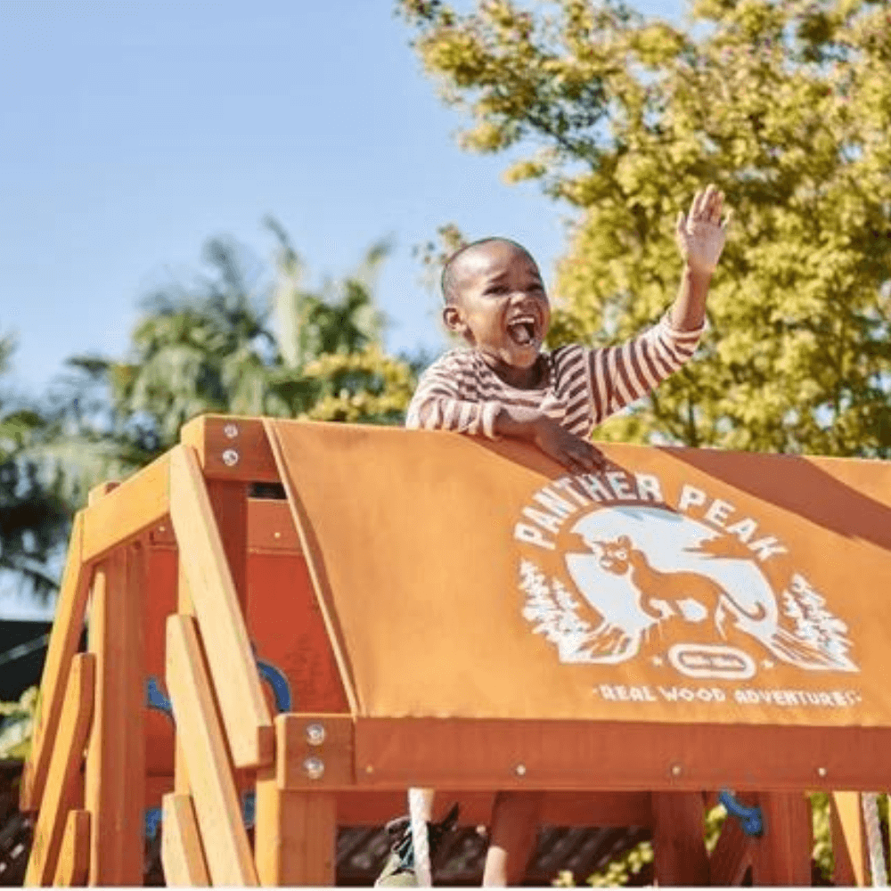 Little Tikes Real Wood Adventure Panther Peak Large Wooden Climbing Frame Swing Set - Bargainia.com - 