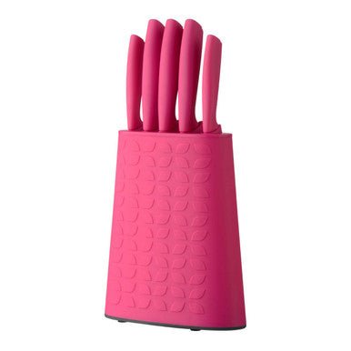 Living Colour 5Pc Hot Pink Knife Block Set - Bargainia.com - 5018705763576
