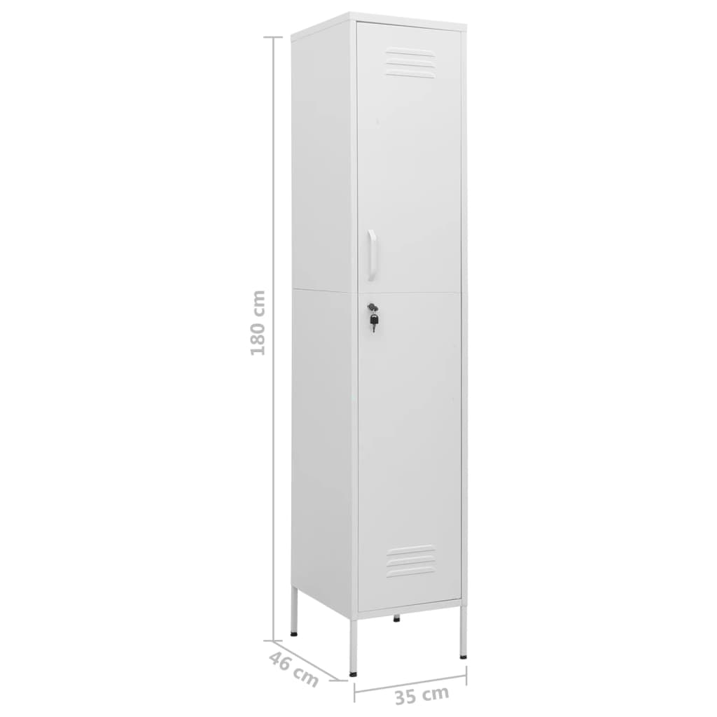 Locker Cabinet White 35x46x180 cm Steel - Bargainia.com - 