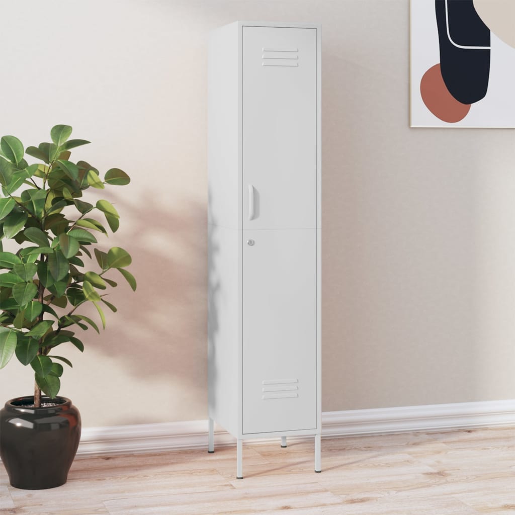 Locker Cabinet White 35x46x180 cm Steel - Bargainia.com - 