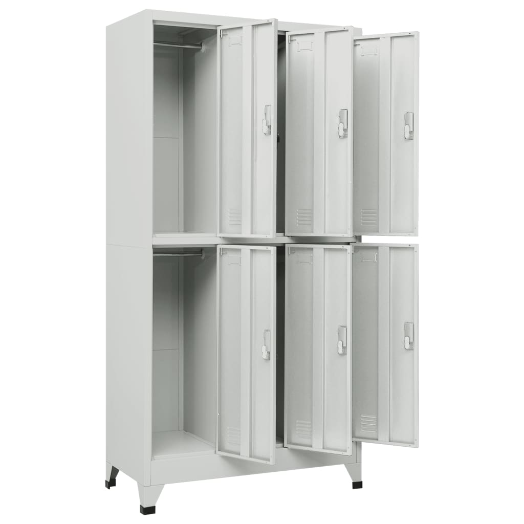 Locker Cabinet with 6 Compartments Steel 90x45x180 cm Grey - Bargainia.com - 8718475500483 - 20156