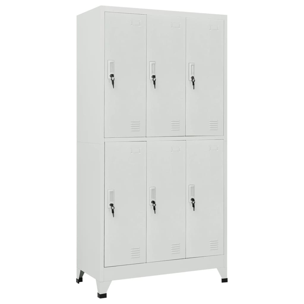 Locker Cabinet with 6 Compartments Steel 90x45x180 cm Grey - Bargainia.com - 8718475500483 - 20156