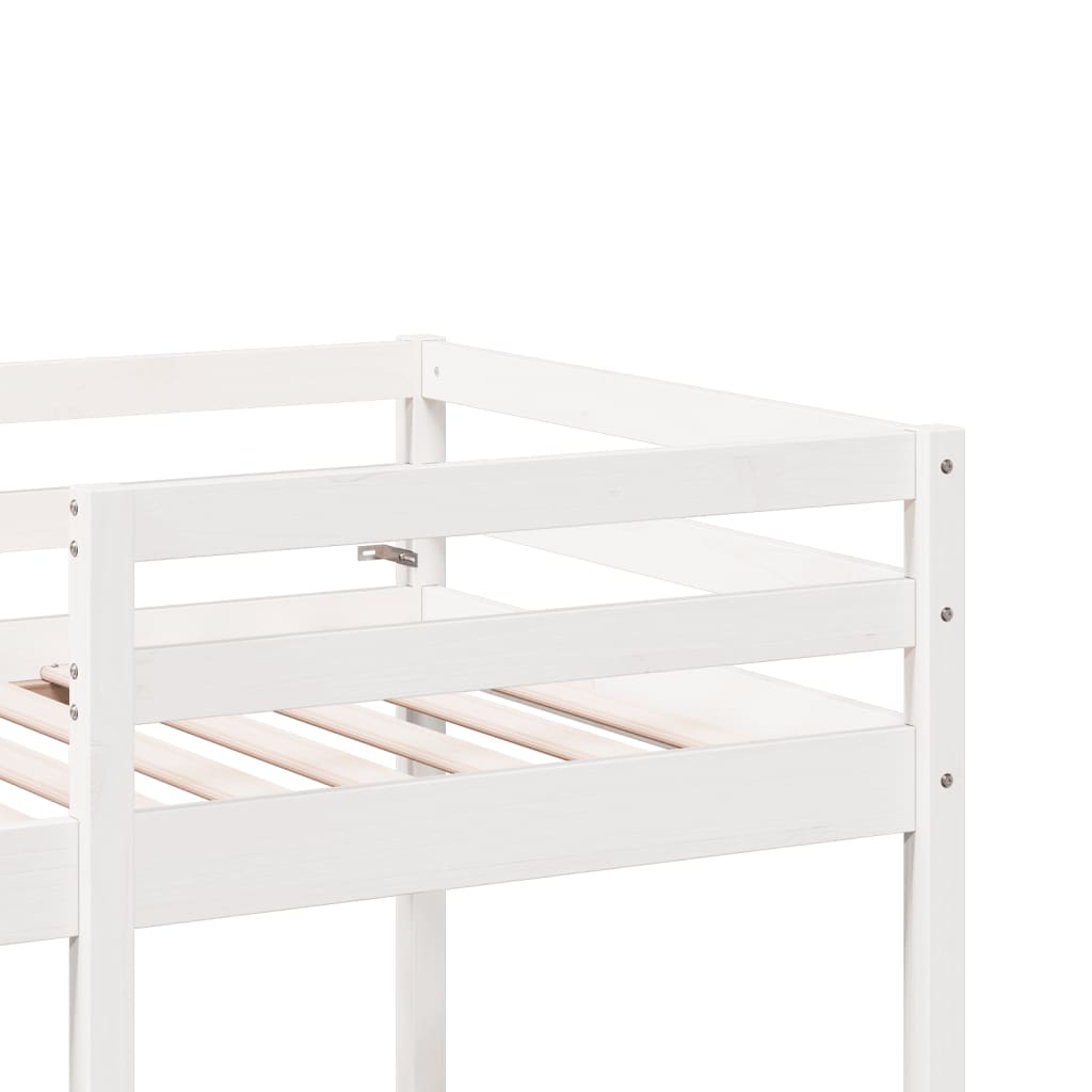 Loft Bed Frame with Desk and Chairs White 90x190cm Solid Wood Pine - Bargainia.com - 8721158373205 - 3308560