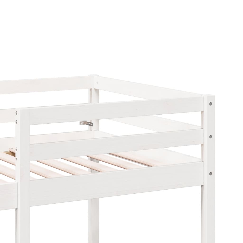 Loft Bed Frame with Desk and Chairs White 90x200cm Solid Wood Pine - Bargainia.com - 8721158373144 - 3308554