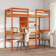 Loft Bed Frame without Mattress Wax Brown 75x190cm Solid Wood Pine - Bargainia.com - 8721158373120 - 3308552