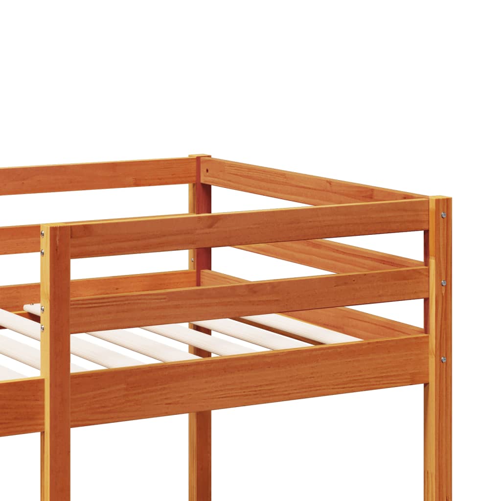 Loft Bed Frame without Mattress Wax Brown 75x190cm Solid Wood Pine - Bargainia.com - 8721158373120 - 3308552