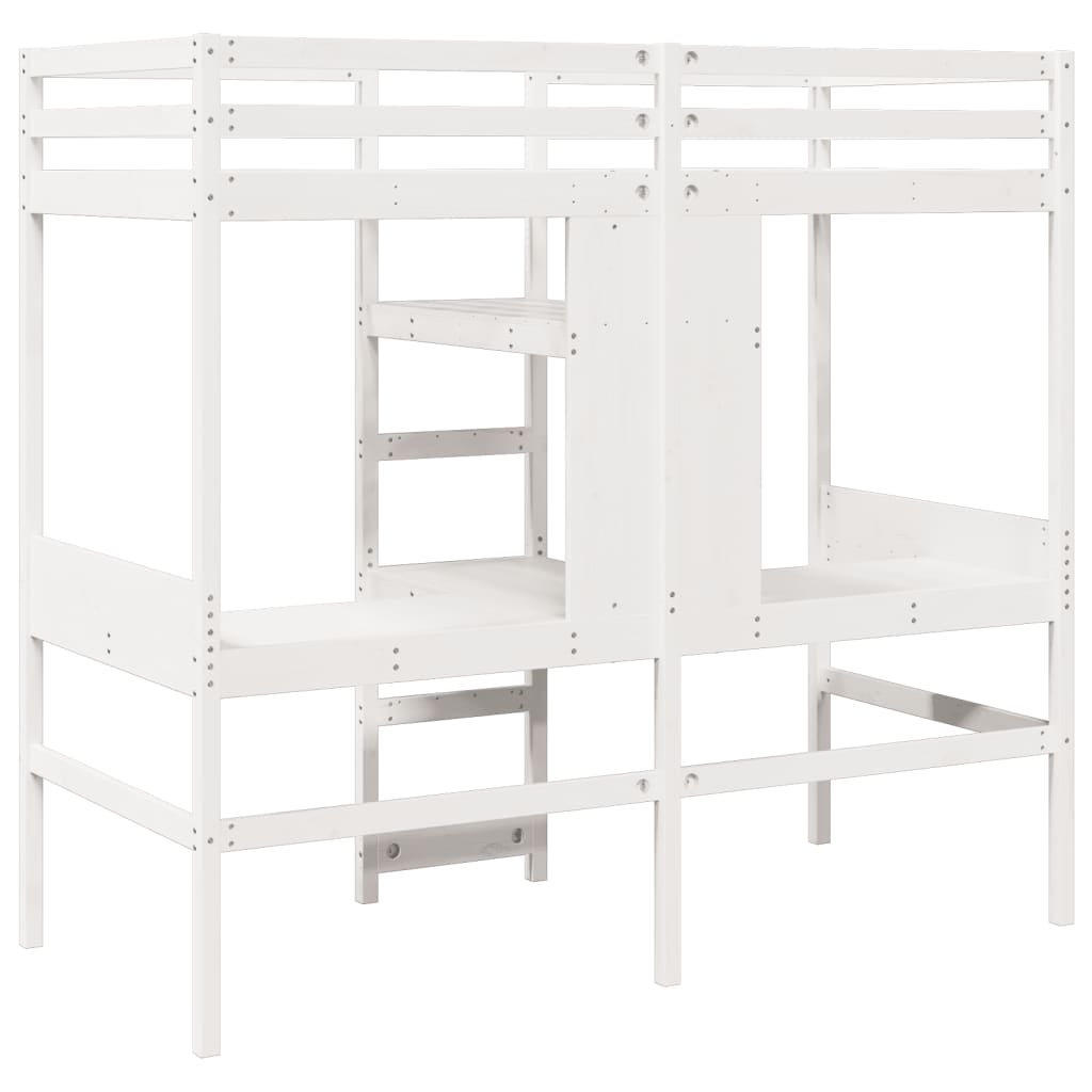 Loft Bed Frame without Mattress White 75x190cm Solid Wood Pine - Bargainia.com - 8721158373113 - 3308551