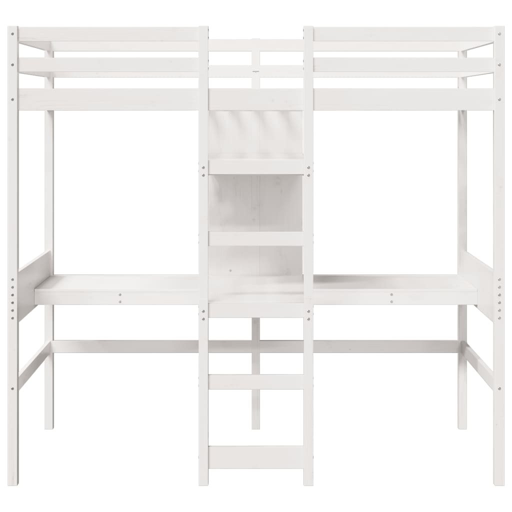 Loft Bed Frame without Mattress White 75x190cm Solid Wood Pine - Bargainia.com - 8721158373113 - 3308551