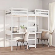 Loft Bed Frame without Mattress White 75x190cm Solid Wood Pine - Bargainia.com - 8721158373113 - 3308551