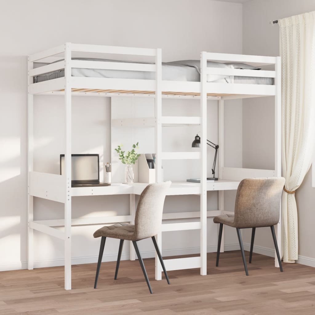 Loft Bed Frame without Mattress White 80x200cm Solid Wood Pine - Bargainia.com - 8721158373052 - 3308545