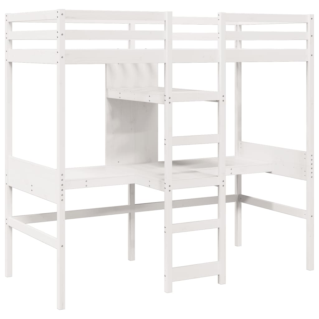 Loft Bed Frame without Mattress White 80x200cm Solid Wood Pine - Bargainia.com - 8721158373052 - 3308545