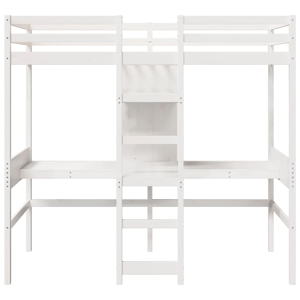 Loft Bed Frame without Mattress White 80x200cm Solid Wood Pine - Bargainia.com - 8721158373052 - 3308545