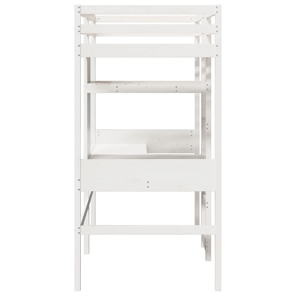 Loft Bed Frame without Mattress White 80x200cm Solid Wood Pine - Bargainia.com - 8721158373052 - 3308545