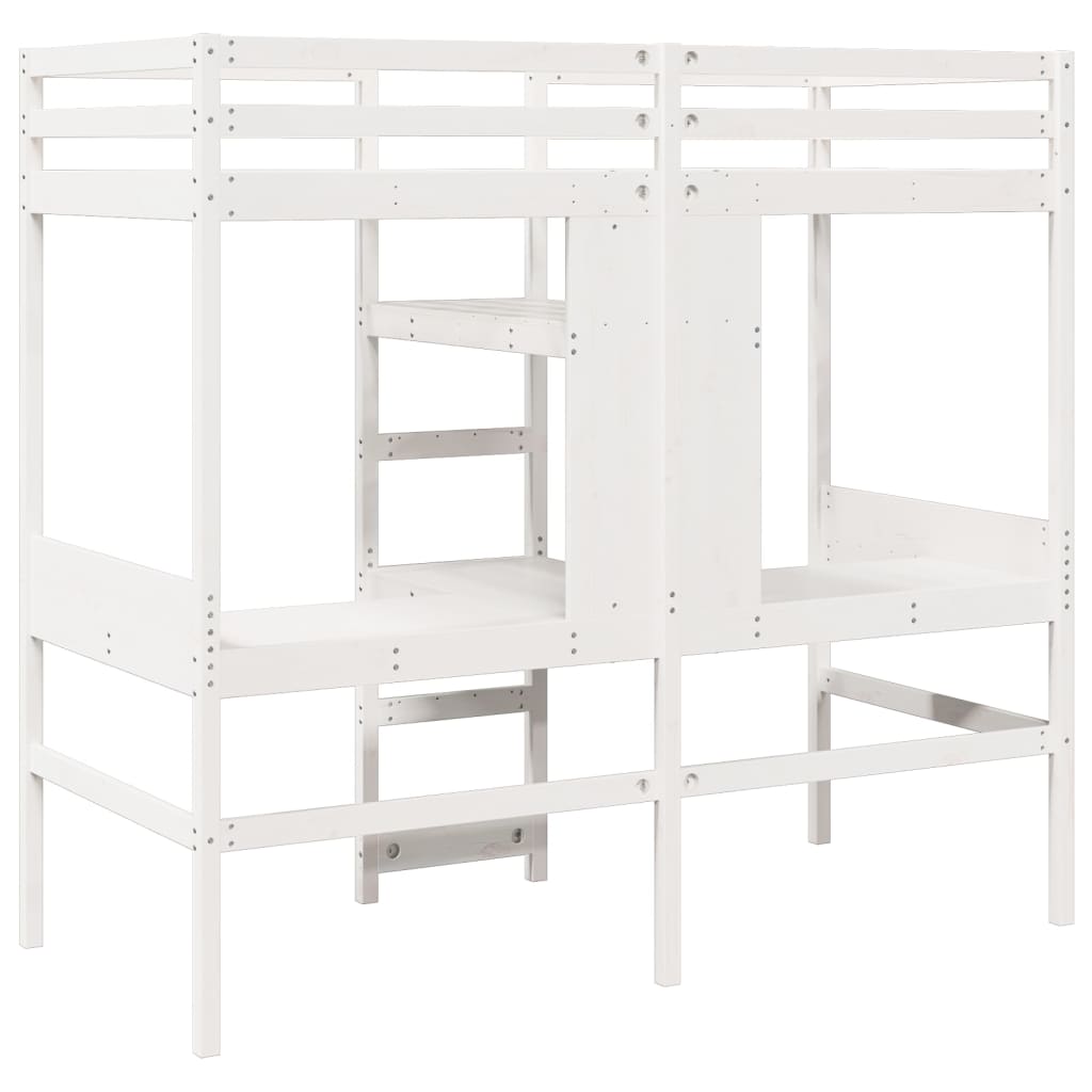 Loft Bed Frame without Mattress White 80x200cm Solid Wood Pine - Bargainia.com - 8721158373052 - 3308545