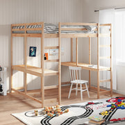 Loft Bed with Desk and Ladder 140x200 cm Solid Wood Pine - Bargainia.com - 8721102803703 - 3284236
