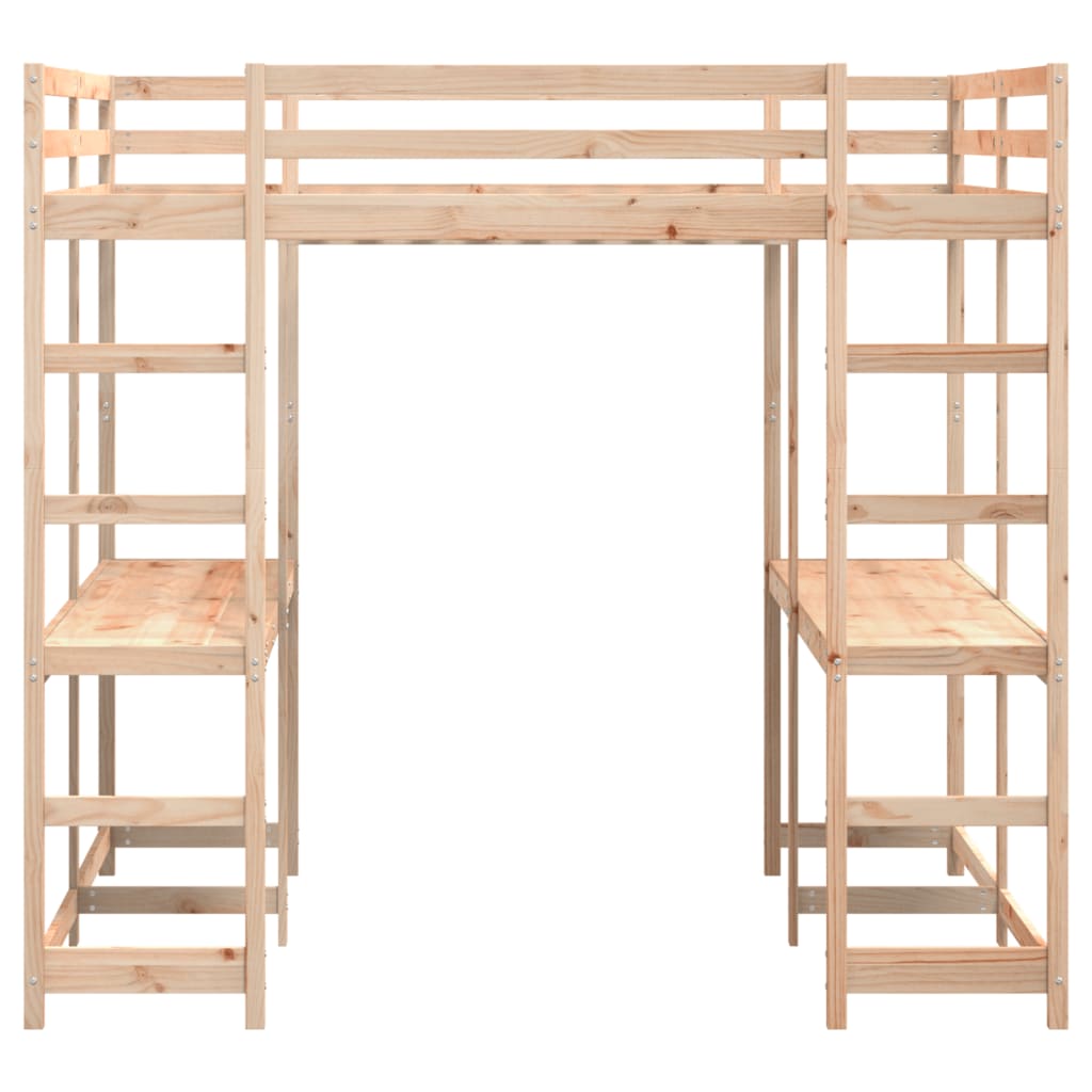 Loft Bed with Desk and Ladder 160x200 cm Solid Wood Pine - Bargainia.com - 8721102803673 - 3284233