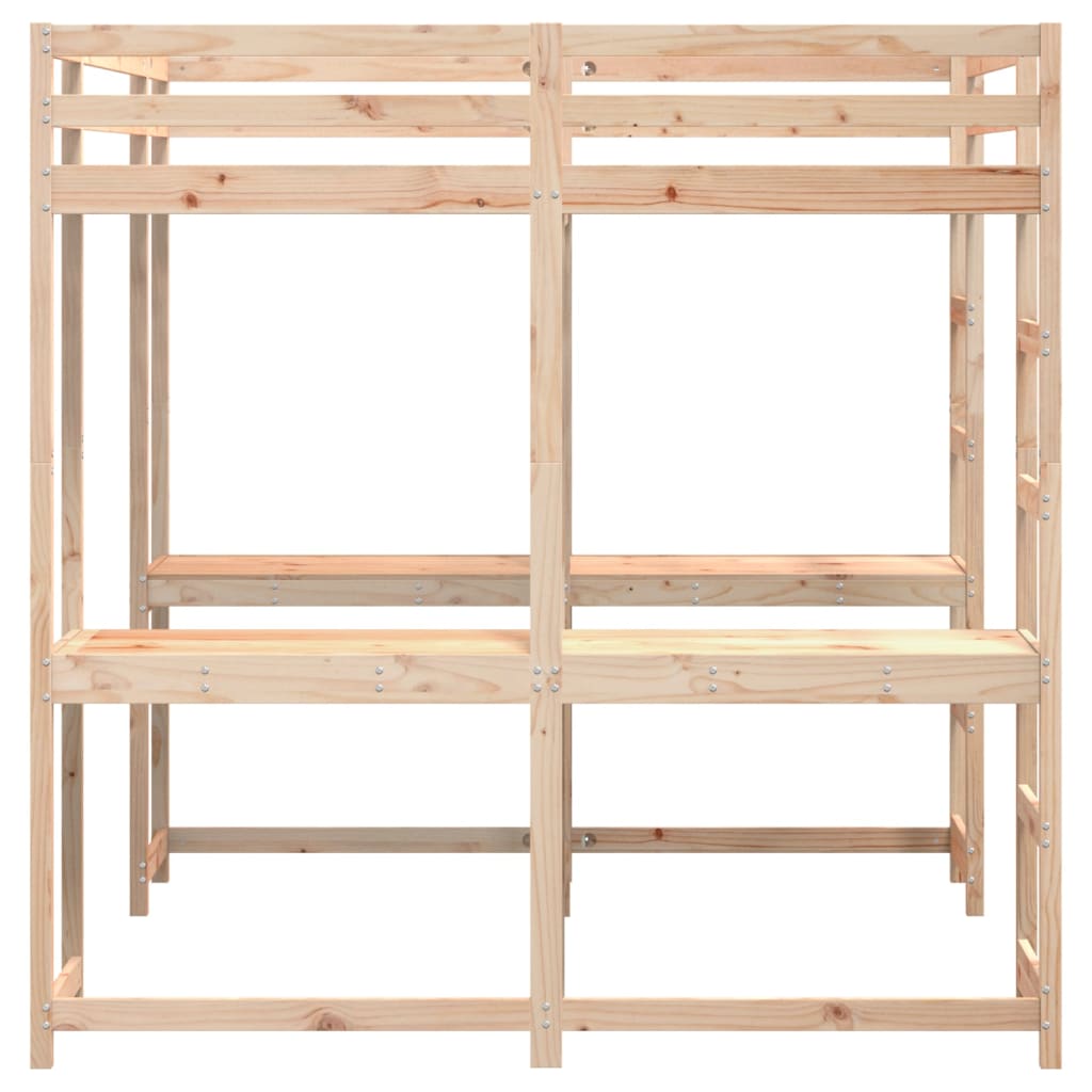 Loft Bed with Desk and Ladder 160x200 cm Solid Wood Pine - Bargainia.com - 8721102803673 - 3284233