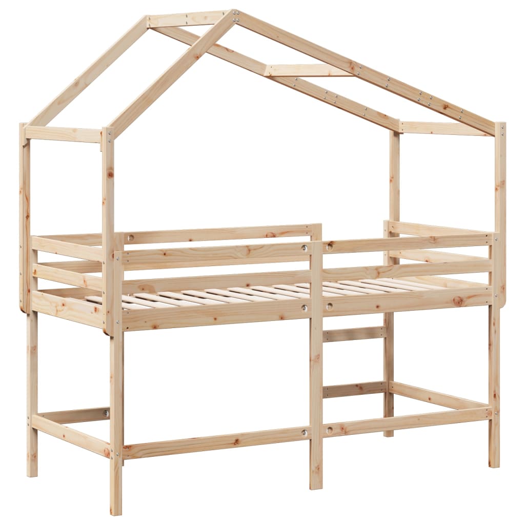 Loft Bed with Ladder and Roof without Mattress 90x200 cm - Bargainia.com - 8721102669682 - 3282070