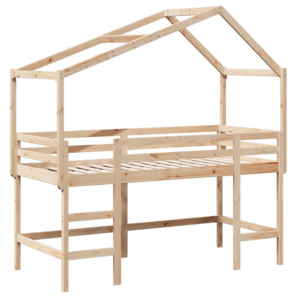 Loft Bed with Ladder and Roof without Mattress 90x200 cm - Bargainia.com - 8721102669682 - 3282070
