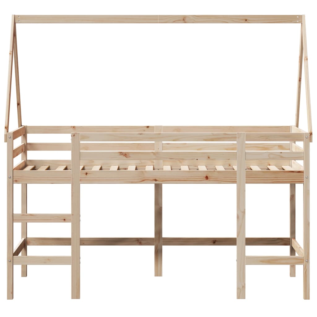 Loft Bed with Ladder and Roof without Mattress 90x200 cm - Bargainia.com - 8721102670084 - 3282110