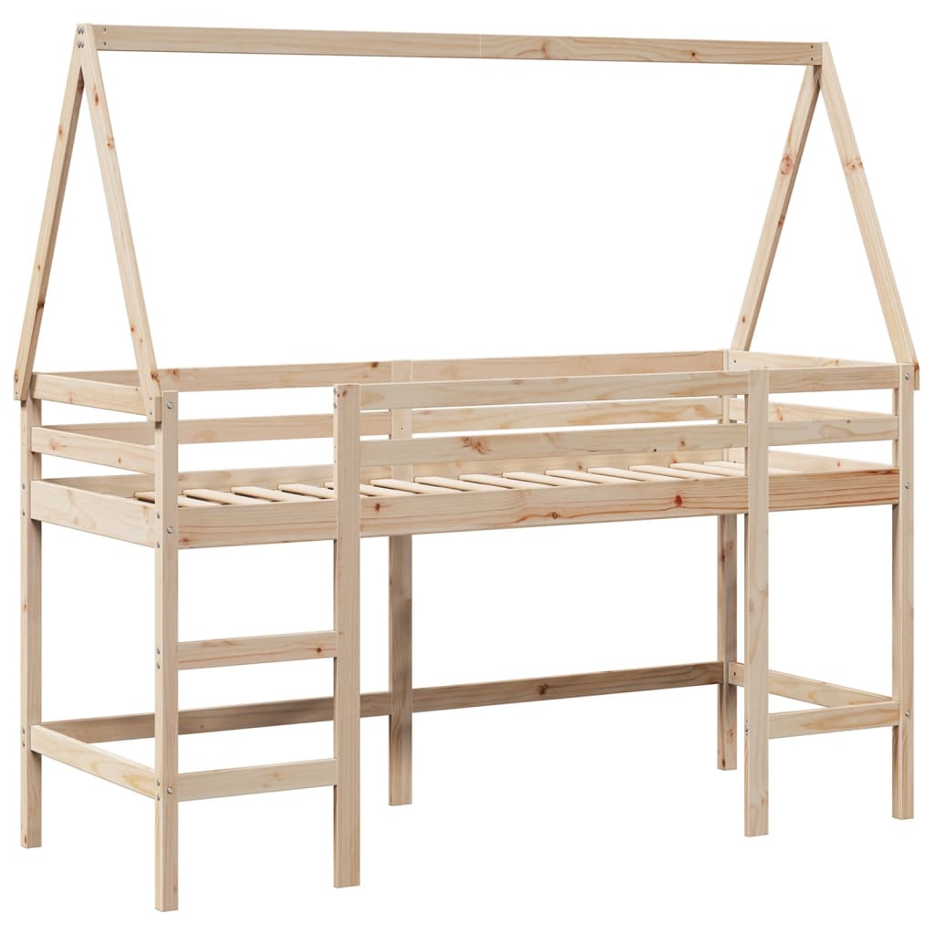 Loft Bed with Ladder and Roof without Mattress 90x200 cm - Bargainia.com - 8721102670084 - 3282110