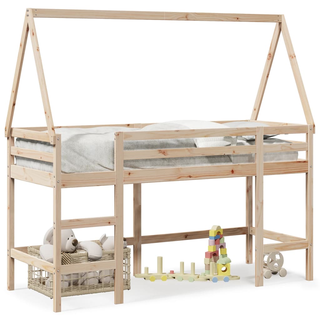 Loft Bed with Ladder and Roof without Mattress 90x200 cm - Bargainia.com - 8721102670084 - 3282110