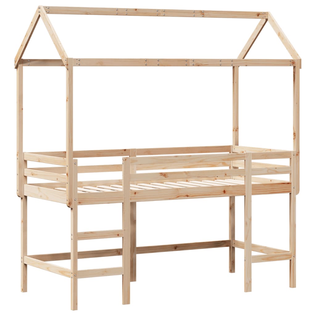 Loft Bed with Ladder and Roof without Mattress 90x200 cm - Bargainia.com - 8721102670480 - 3282150