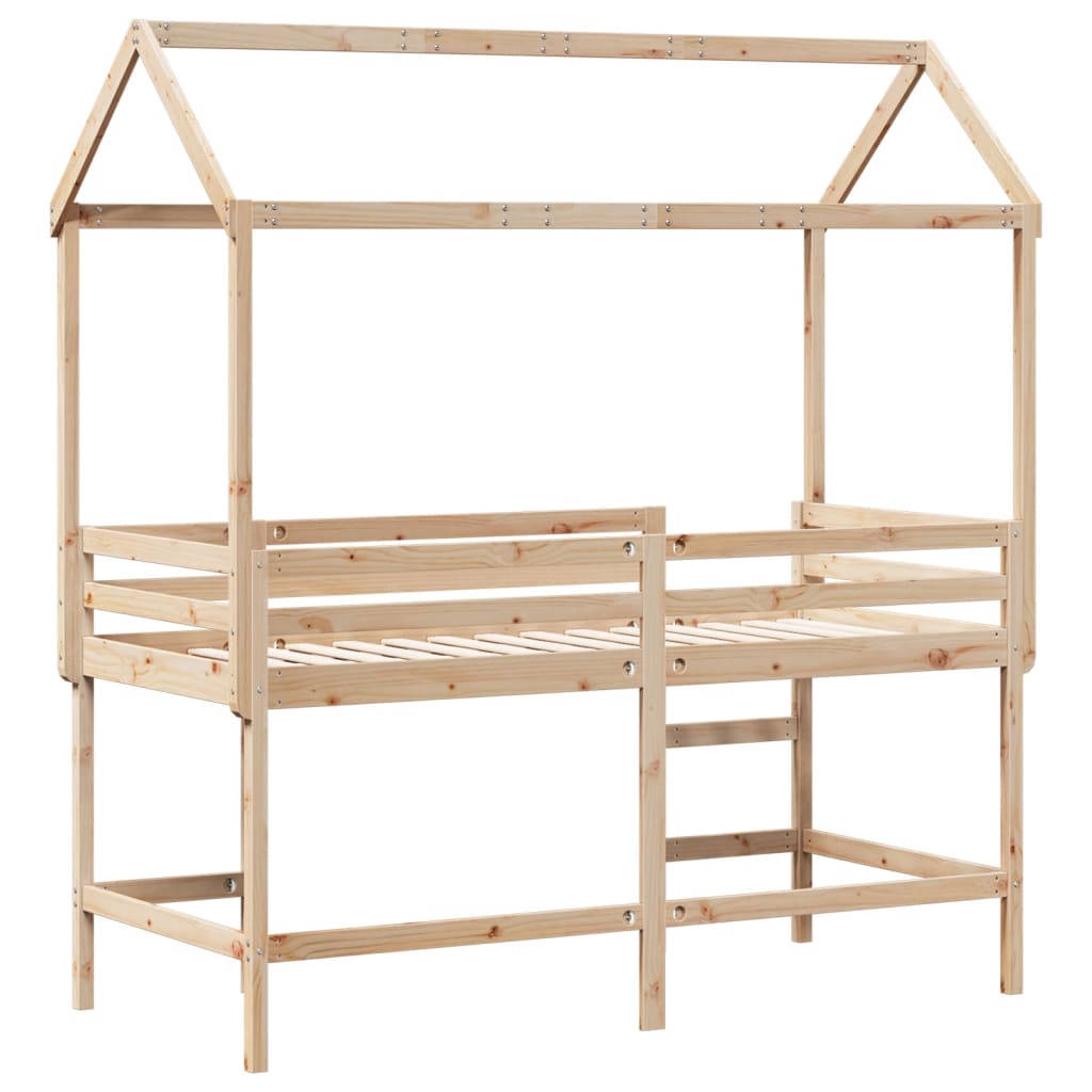 Loft Bed with Ladder and Roof without Mattress 90x200 cm - Bargainia.com - 8721102670480 - 3282150