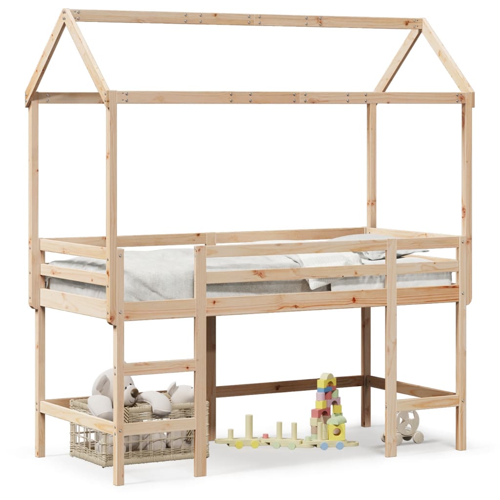 Loft Bed with Ladder and Roof without Mattress 90x200 cm - Bargainia.com - 8721102670480 - 3282150