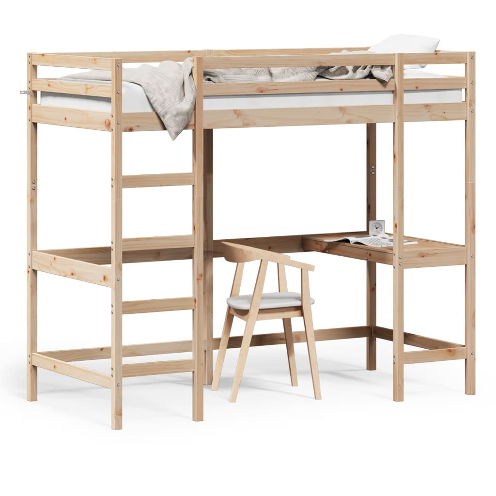 Loft Bed without Mattress 100x200 cm Solid Wood Pine - Bargainia.com - 8721012429741 - 842846