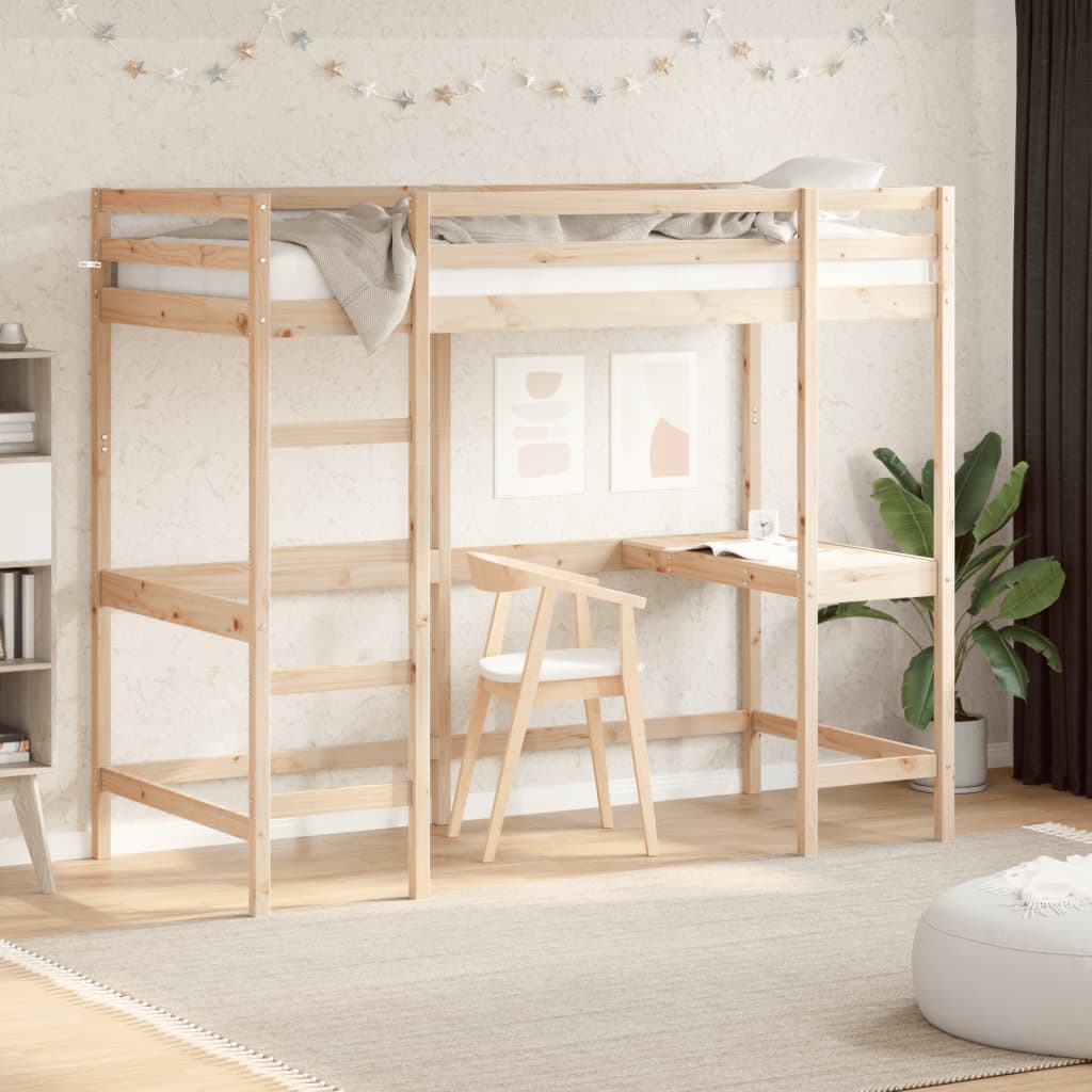 Loft Bed without Mattress 100x200 cm Solid Wood Pine - Bargainia.com - 8721012429741 - 842846
