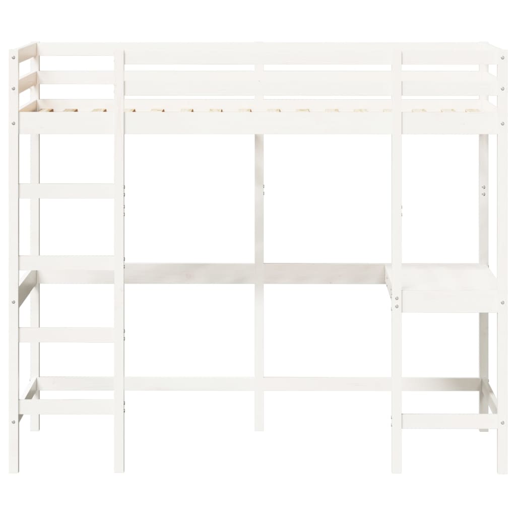 Loft Bed without Mattress White 100x200 cm Solid Wood Pine - Bargainia.com - 8721012429758 - 842847