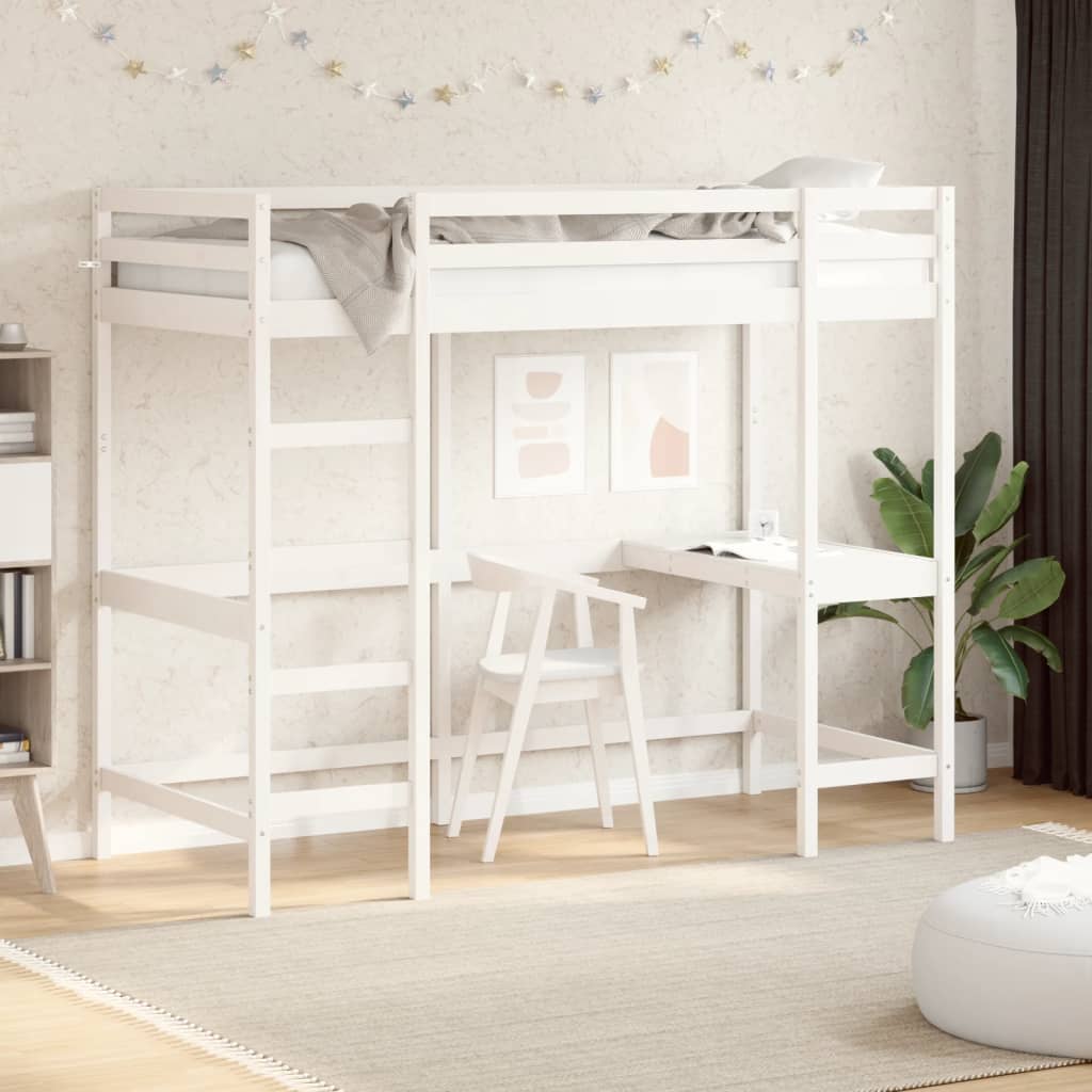 Loft Bed without Mattress White 100x200 cm Solid Wood Pine - Bargainia.com - 8721012429758 - 842847