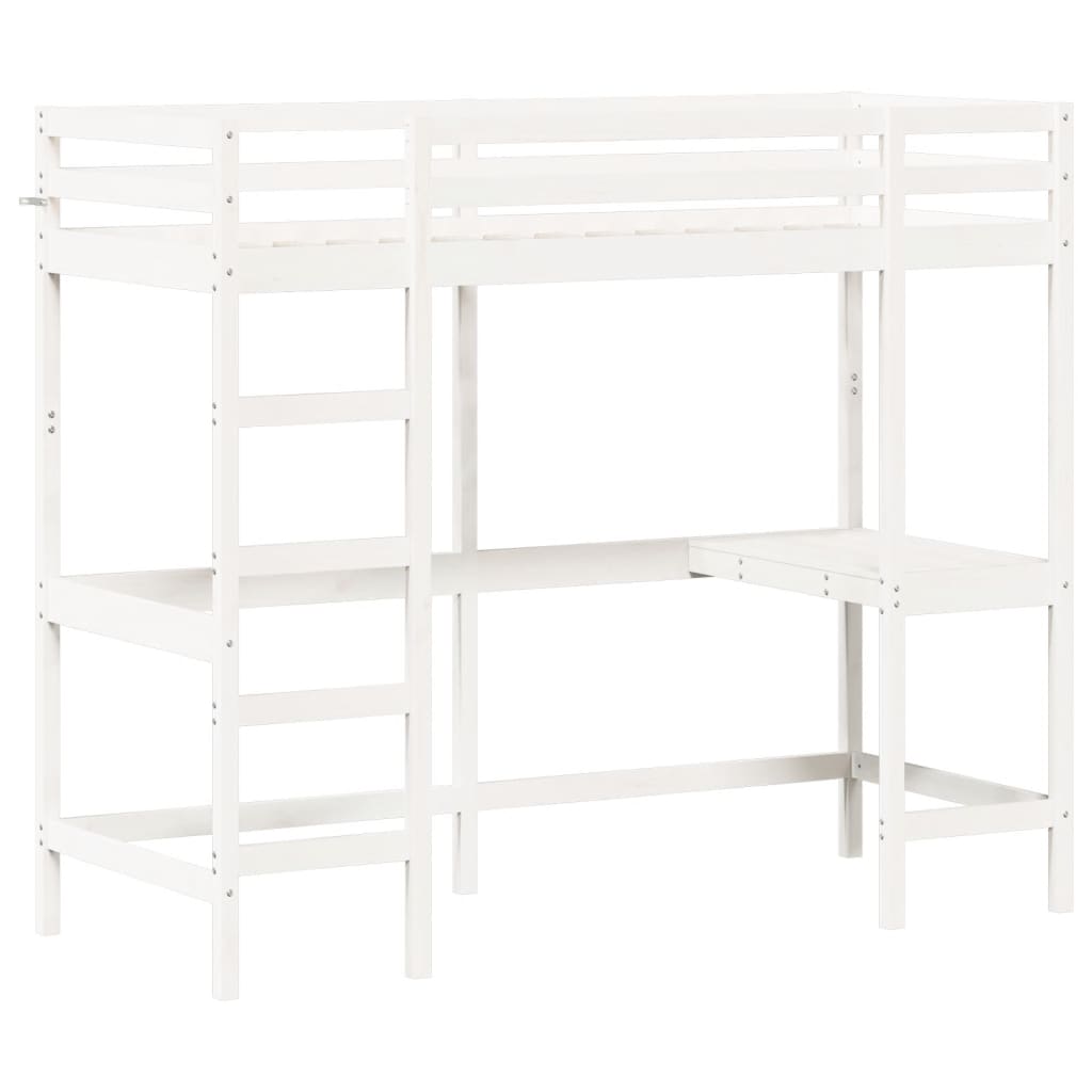 Loft Bed without Mattress White 75x190 cm Small Single Solid Wood Pine - Bargainia.com - 8721012429871 - 842863