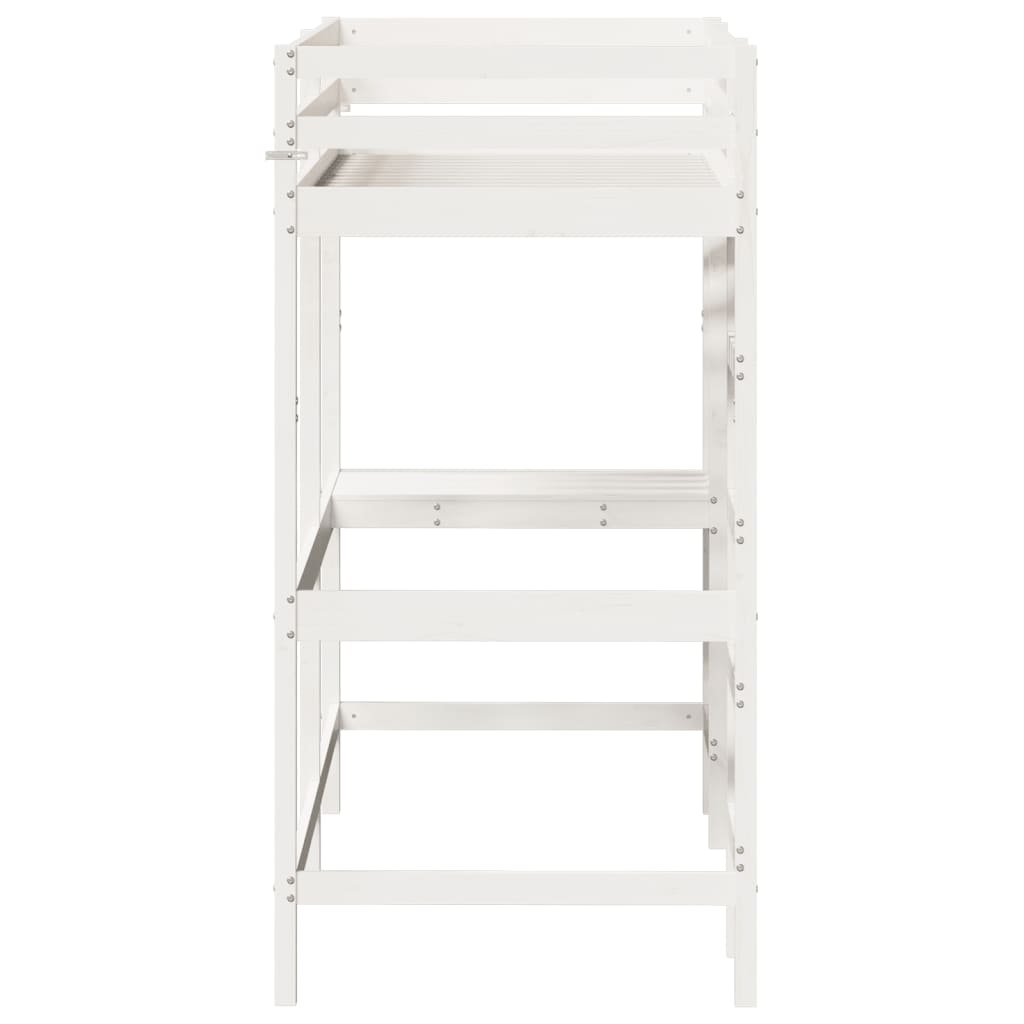 Loft Bed without Mattress White 75x190 cm Small Single Solid Wood Pine - Bargainia.com - 8721012429871 - 842863