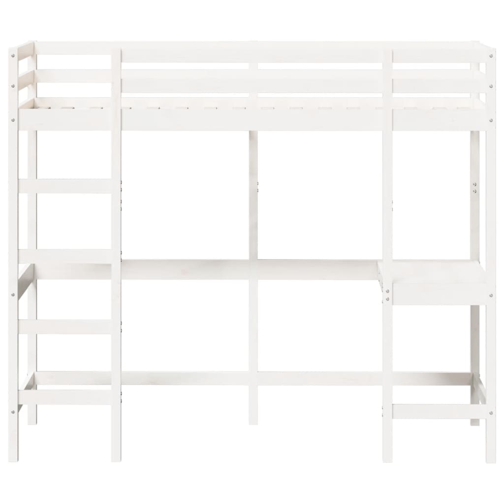 Loft Bed without Mattress White 75x190 cm Small Single Solid Wood Pine - Bargainia.com - 8721012429871 - 842863