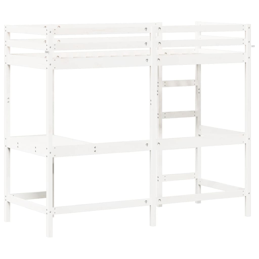 Loft Bed without Mattress White 75x190 cm Small Single Solid Wood Pine - Bargainia.com - 8721012429871 - 842863