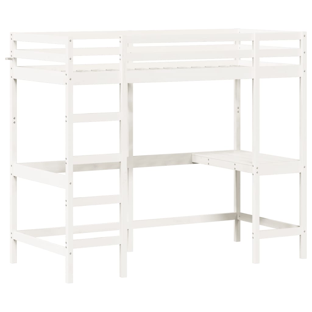 Loft Bed without Mattress White 90x190 cm Single Solid Wood Pine - Bargainia.com - 8721012429840 - 842859